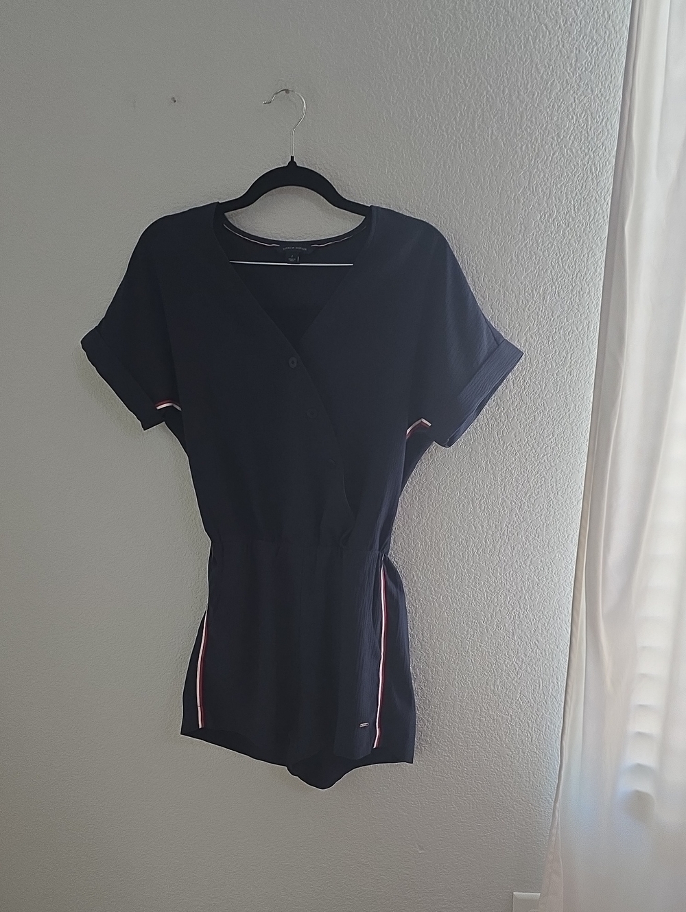 Tommy Hilfiger Navy Romper with Red and White Trim